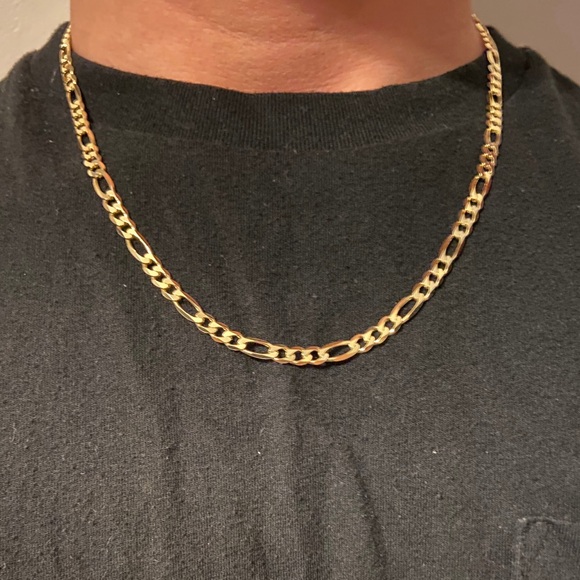 Real Gold 14k Gold Figaro Necklace 20in 4mm